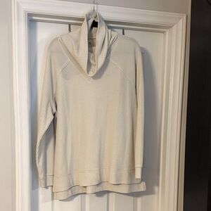 Lou & Grey Cream Waffle Cowl-Neck Sweater